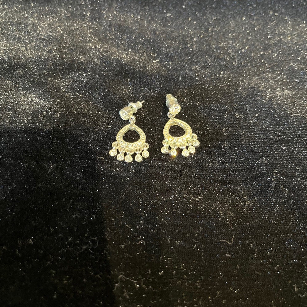 Sterling silver earrings with sparkle.